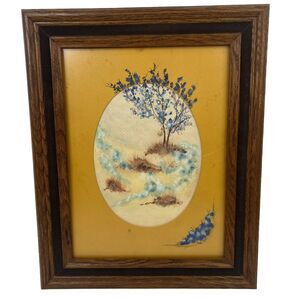 Original‎ Watercolor Painting Framed Signed Autumn Trees Wood Frame Matted
